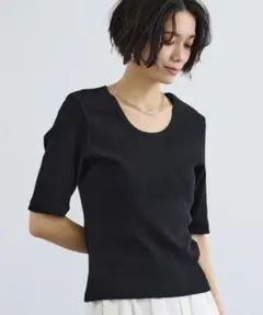 エポカsize40キュプラベーシックスクエアカラーニット ブラック - メルカリ