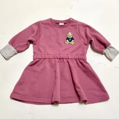 【水通しのみ】petit main　長袖　トレーナー　ワンピース　美品　80cm