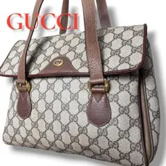 ✨美品✨GUCCI GG ハンドバッグ ベージュ ブラウン ロゴ レザー 金具
