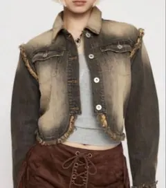 LAGUA GEM クロップドデニムジャケット CUT OFF　M ショート丈
