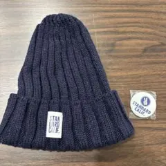 STANDARD CALIF. ネイビー ニット帽　バッヂ付き