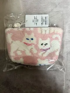 【新品未使用】FEILER フェイラー モフモフネコチャン 舟形ポーチS ピンク
