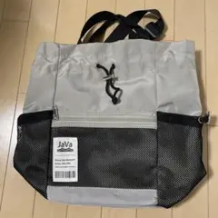 JaVa メッシュポケット付きショルダーバッグ グレー