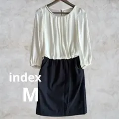 index 上品バイカラーワンピース アイボリー×ネイビー きれいめ フォーマル