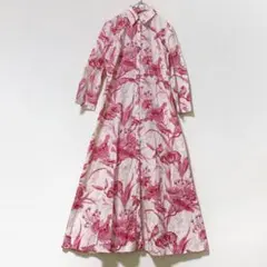 ZARA 鳥さん&クラシカルなアジアン大花柄のロングシャツワンピース
