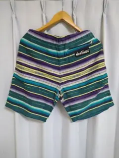 WILD THINGS マルチボーダー ブルー系 ショートパンツ サイズM