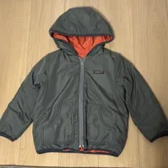 WASKフード付き中綿ジャケット カーキ オレンジ リバーシブル110cm