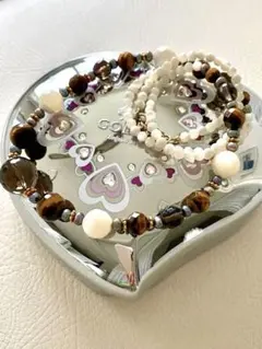 新品未使用コスチュームジュエリーアクセサリー天然石ネックレス　タイガーアイ