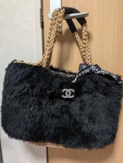 CHANEL ファー トートバッグ 黒