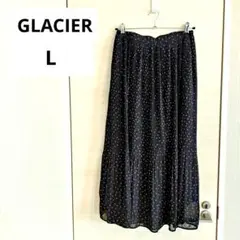 【L】グラシア 水玉 プリーツ ロングスカート ウエストゴム ブラックのサムネイル