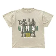 USA 古着 ベトナム戦争 退役軍人 Tシャツ プリント メンズL カーキ