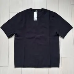 ユニクロ　ウォッシャブルミラノリブニットTシャツ　ブラック