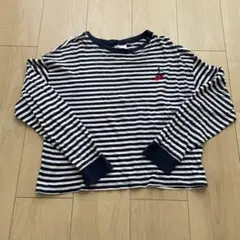 H&M ストライプ 長袖Tシャツ XS さくらんぼ　ワンポイント刺繍　チェリー