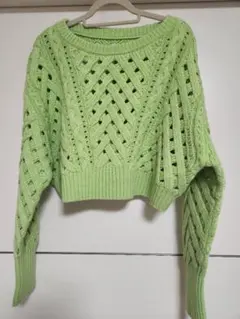 SNIDEL 　透かし編みクロップドニットプルオーバー