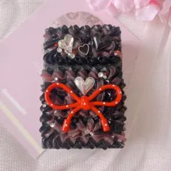 SALE ❁⃘*.゜サブカルっぽな縦型マルチケース❁⃘*.゜ホイップデコ ブラック