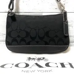 【未使用級】COACH アクセサリーポーチ シグネチャー 黒 6094
