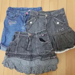 Mezzo pianoデニムスカートとショートパンツセット