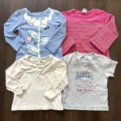 長袖とTシャツ4枚セット（花柄・ストライプ）　18m