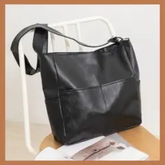 ショルダーバッグ レディース 黒 フェイクレザー 大容量 通勤 通学 斜めがけ