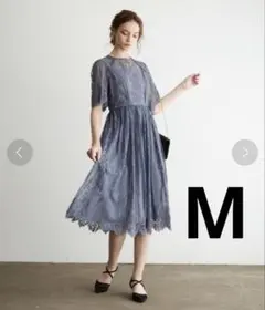 Dorry Doll 幾何学レースフィット＆フレアー ドレス ブルー系