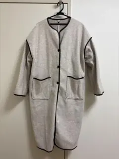 GRL グレイル　パイピング ノーカラー ロングコート ベージュ
