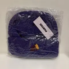 【新品・未使用】プニュズ　紫色 ニット帽 イモ刺繍のサムネイル