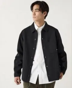 ユニクロ　ミラノリブシャツカーディガン　ブラック