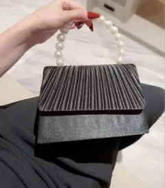 【美品】2way パーティーバッグ　結婚式　ハンドバッグ　パール　黒　上品