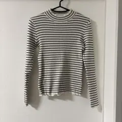 Dazy ボーダー ハイネック リブニット 長袖 XL