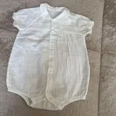 ホワイトコットンベビードレス　80 ロンパース