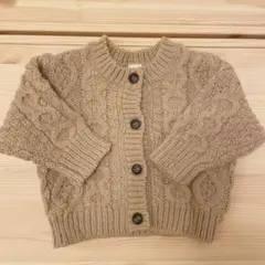 tete a tete カーディガン 80 ベージュ　ブラウン　ケーブルニット
