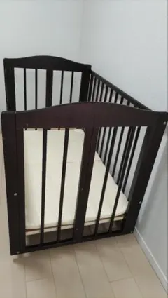 【Hideki Masuda様専用】石崎家具 ベビーベッド 折りたたみ ブラウン