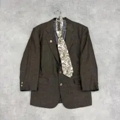 希少】古着 昭和レトロ ストライプ テーラードジャケット 裏地あり 