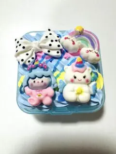 ★ホイップデコ★小物入れ（小）水色＆ピンク＆イエロー　ユニコーン