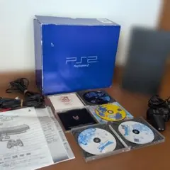 PS2本体 + ディスク3＋取説＋コントローラ1＋外箱＋ケーブル2 　計9点写真