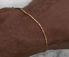 1101★大反響！現品限り★ゴールド 18KGP ブレスレット 極細 男女兼用
