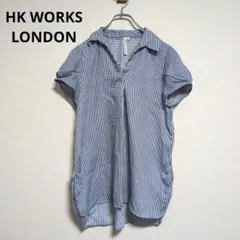 エイチケーワークスロンドン【美品】カットソー　半袖　ストライプ　総柄【Mサイズ】