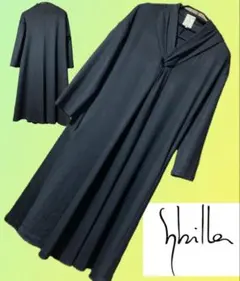 シビラ　日本製　ワンピース　訳あり　襟からの流れるようなプリーツデザイン