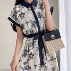 GRL 花柄 ワンピース アイボリー
