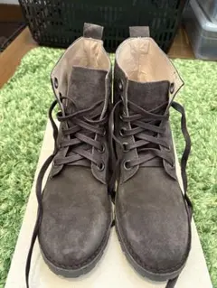 ダークブラウン スエード レースアップブーツ