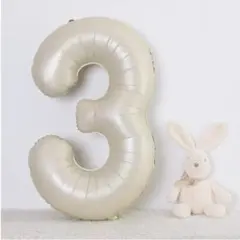 ナンバーバルーン 3 くすみベージュ 数字 風船 お誕生日 記念日 飾付け 祝い