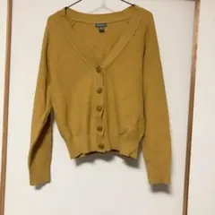 Eddie Bauer Vネックニットカーディガン PM マスタード　からし色