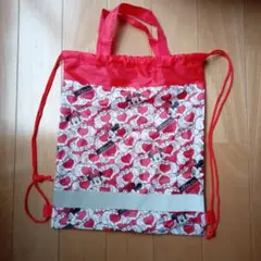 ミニーマウス ハート柄 ナップサック 赤色