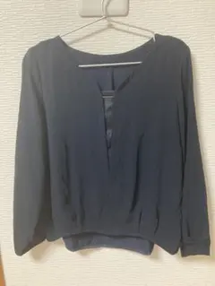 ネイビー 七分袖　ブラウス　グリーンレーベルリラクシング