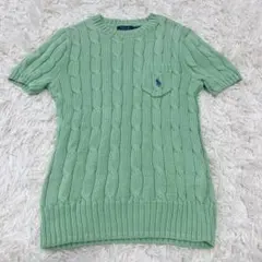 QRタグ ラルフローレン コットン ケーブル ニット 半袖 ポニー刺繍 ポケットのサムネイル