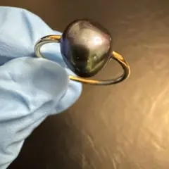 m*g様 天然黒蝶パールのリング シルバー、11号サイズ