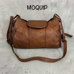 MOQUIP モキップ レザー ショルダー バッグ 本革 ブラウン レディース