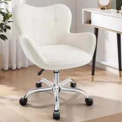 セール◇可愛い◇ふわふわ 化粧チェア クリーム色オフィスチェア 