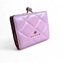 【美品】トッカ 二つ折り財布 がま口 キルティング バイカラー