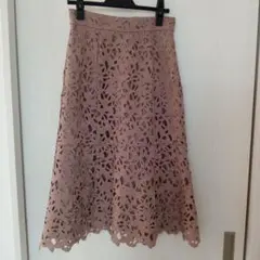 プロポーション　ケミカルレース　マーメイドスカート　ミモレ丈　モカピンク